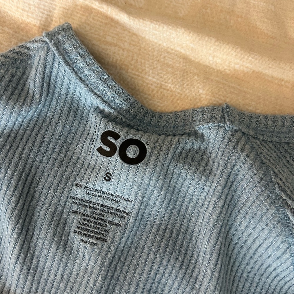 SO Light Blue Ribbed Knit Top - Picture 2 of 2